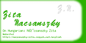 zita macsanszky business card